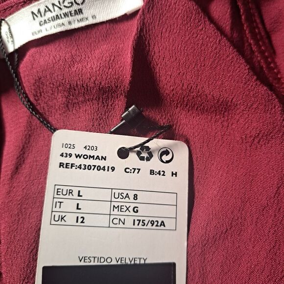 Mango‎ Dress Burgundy Red Swing Mini Dress Size 8 - Picture 7 of 8